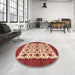 Round Traditional Sandy Brown Persian Rug in a Office, tr3499