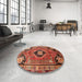 Round Traditional Red Persian Rug in a Office, tr34