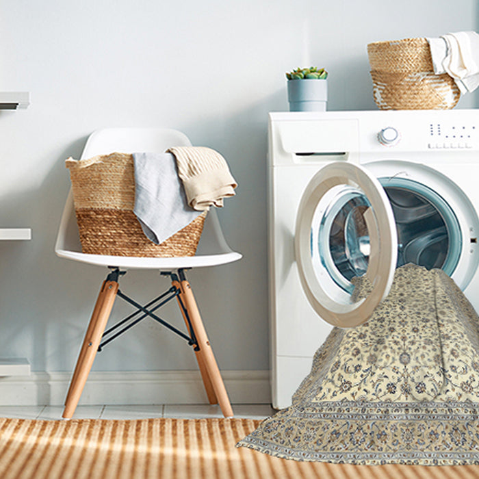 Machine Washable Traditional Khaki Green Rug in a Washing Machine, wshtr3500