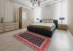 Machine Washable Traditional Deep Red Rug in a Bedroom, wshtr3502