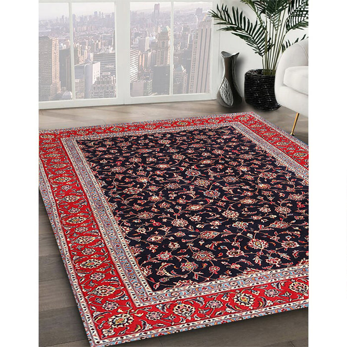 Traditional Deep Red Persian Rug in Family Room, tr3502