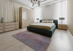 Traditional Granite Gray Persian Rug in a Bedroom, tr3503