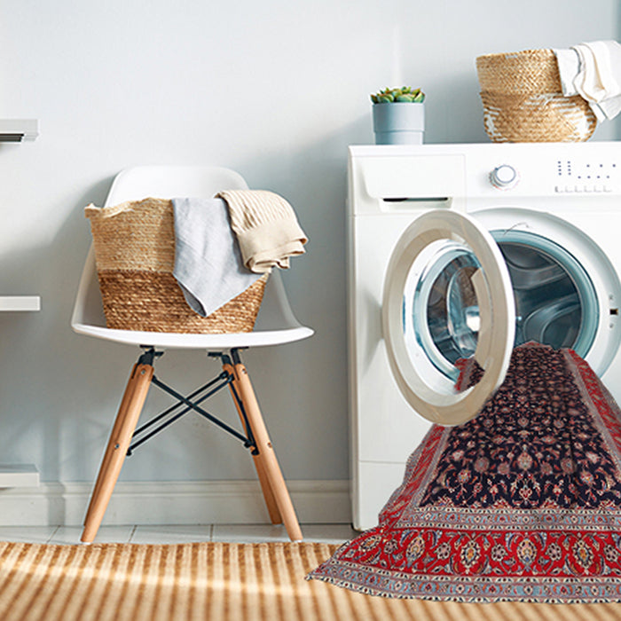 Machine Washable Traditional Deep Red Rug in a Washing Machine, wshtr3505