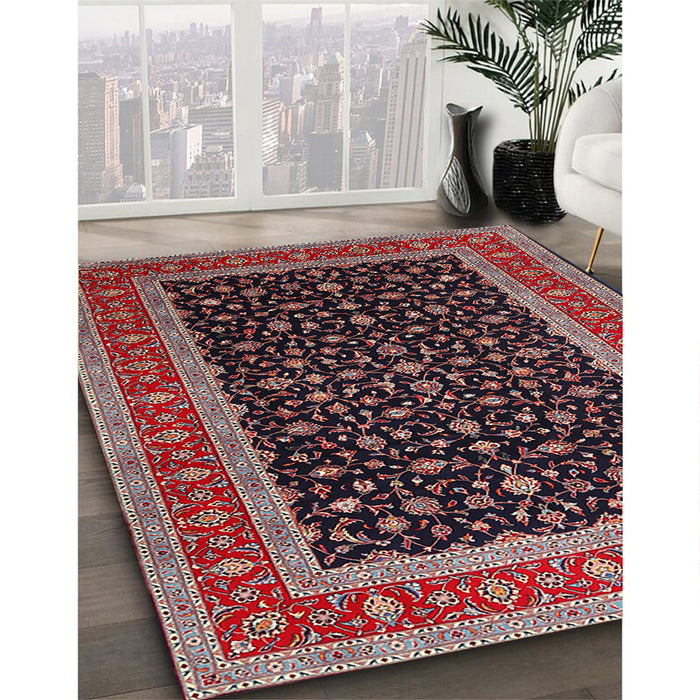 Traditional Deep Red Persian Rug in Family Room, tr3505