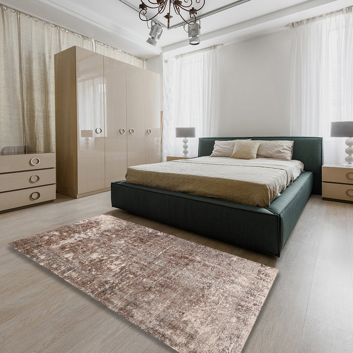 Machine Washable Traditional Brown Rug in a Bedroom, wshtr3507