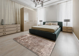 Traditional Brown Persian Rug in a Bedroom, tr3507