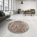 Round Machine Washable Traditional Brown Rug in a Office, wshtr3507