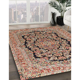 Traditional Dark Sienna Brown Persian Rug in Family Room, tr3508