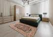 Traditional Dark Sienna Brown Persian Rug in a Bedroom, tr3508