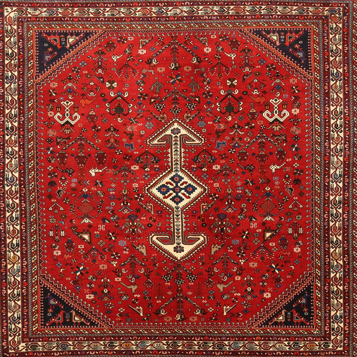 Square Traditional Sienna Brown Persian Rug, tr3509