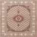 Square Traditional Deep Peach Orange Medallion Rug, tr3511