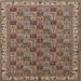 Round Machine Washable Traditional Light French Beige Brown Rug, wshtr3512