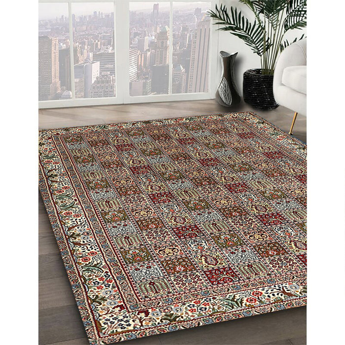Traditional Light French Beige Brown Persian Rug in Family Room, tr3512