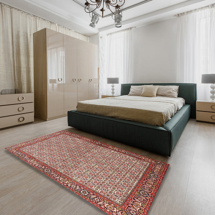 Machine Washable Traditional Tan Brown Rug in a Bedroom, wshtr3513