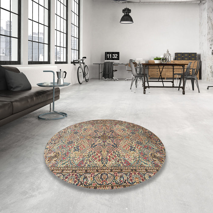 Round Traditional Reddish Brown Animal Rug in a Office, tr3514