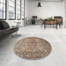 Round Machine Washable Traditional Sepia Brown Rug in a Office, wshtr3514