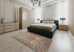 Machine Washable Traditional Sepia Brown Rug in a Bedroom, wshtr3514