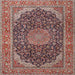 Round Machine Washable Traditional Saffron Red Rug, wshtr3515