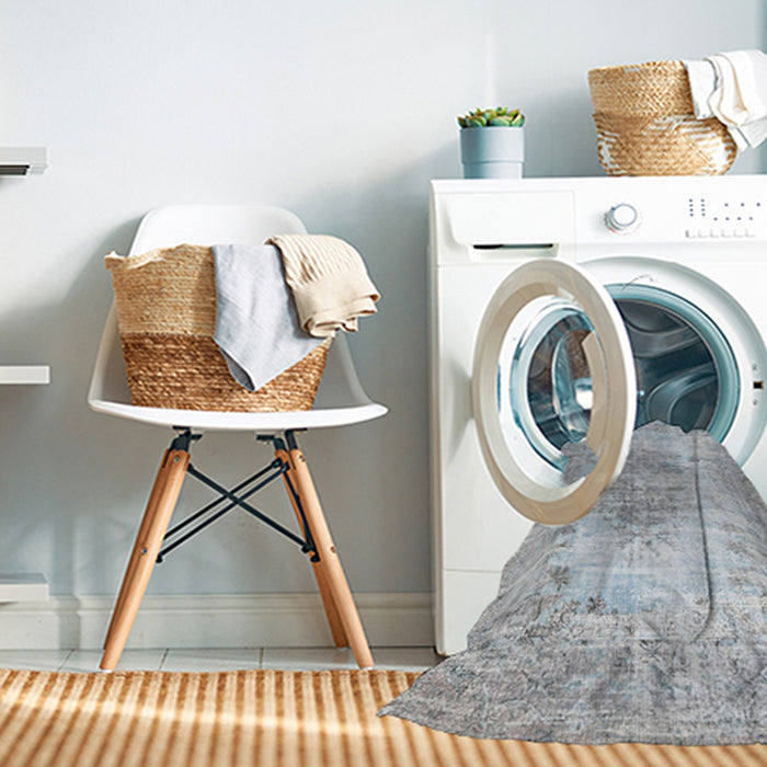 Machine Washable Traditional Light Gray Rug in a Washing Machine, wshtr3516
