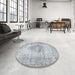 Round Machine Washable Traditional Light Gray Rug in a Office, wshtr3516
