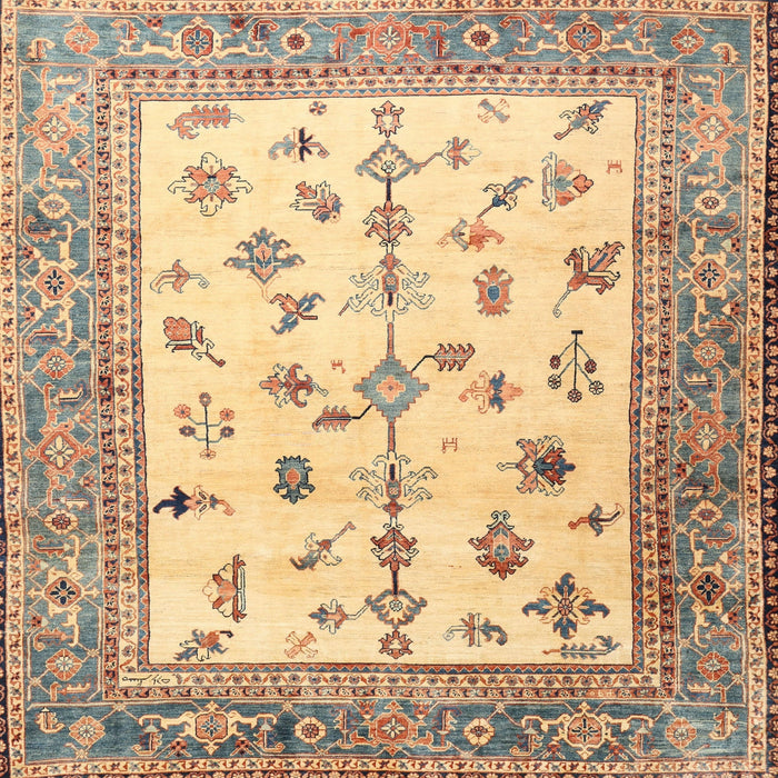 Square Traditional Dark Gold Brown Persian Rug, tr3517