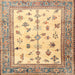 Square Traditional Dark Gold Brown Persian Rug, tr3517