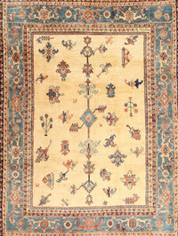 Machine Washable Traditional Dark Gold Brown Rug, wshtr3517