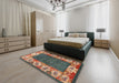 Traditional Dark Sienna Brown Persian Rug in a Bedroom, tr3518