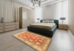 Machine Washable Traditional Chrome Gold Yellow Rug in a Bedroom, wshtr3519