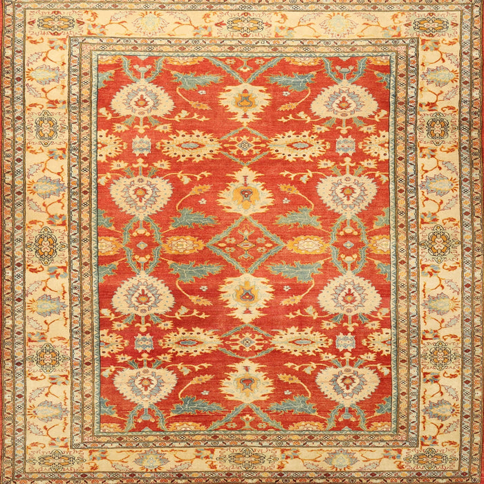 Square Traditional Chrome Gold Yellow Oriental Rug, tr3519