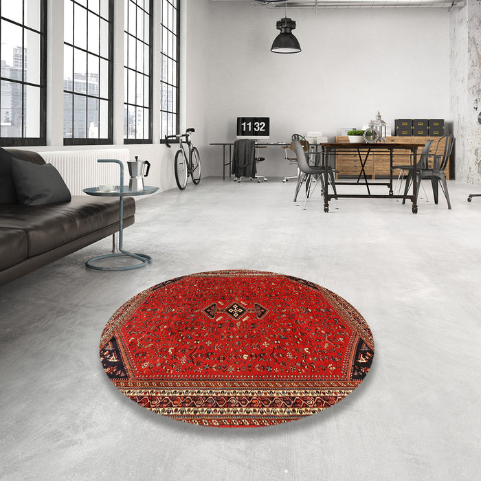 Round Traditional Sienna Brown Persian Rug in a Office, tr3521