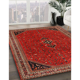 Traditional Sienna Brown Persian Rug in Family Room, tr3521
