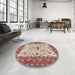 Round Traditional Brown Red Animal Rug in a Office, tr3524