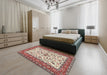 Machine Washable Traditional Brown Red Rug in a Bedroom, wshtr3524