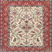 Round Machine Washable Traditional Brown Red Rug, wshtr3524