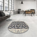 Round Traditional Gray Persian Rug in a Office, tr3526