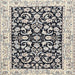 Round Machine Washable Traditional Gray Rug, wshtr3526