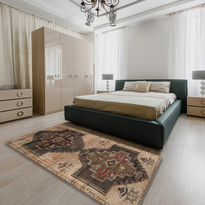 Traditional Bakers Brown Persian Rug in a Bedroom, tr3528