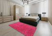 Machine Washable Traditional Deep Pink Rug in a Bedroom, wshtr3532