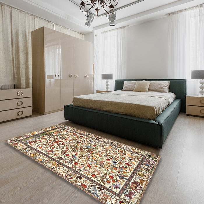 Traditional Sienna Brown Persian Rug in a Bedroom, tr3533