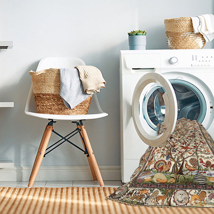 Machine Washable Traditional Sienna Brown Rug in a Washing Machine, wshtr3533