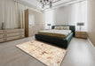 Traditional Peach Beige Persian Rug in a Bedroom, tr3536