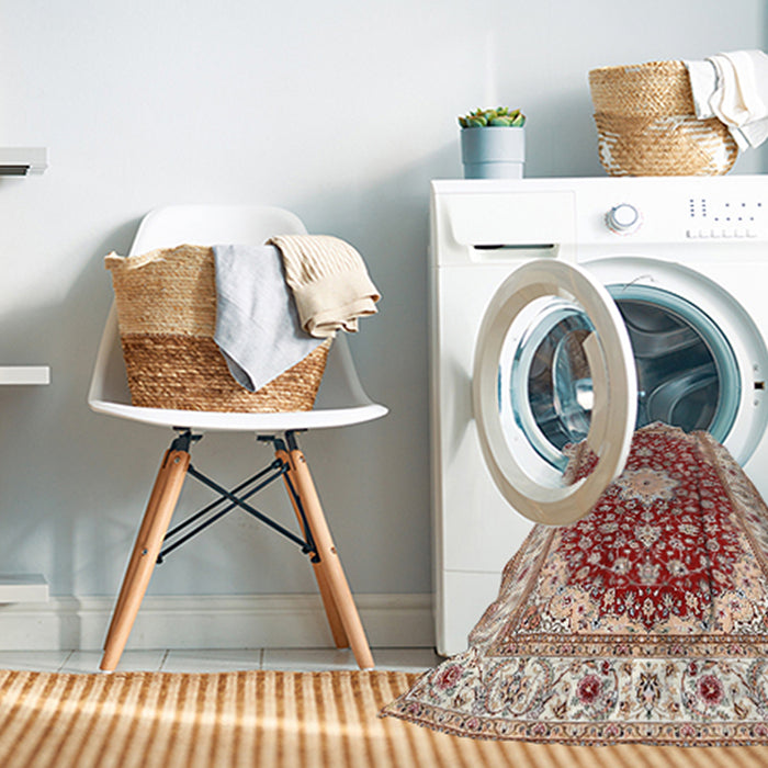 Machine Washable Traditional Fire Brick Red Rug in a Washing Machine, wshtr3538