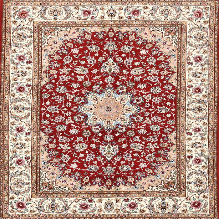 Round Machine Washable Traditional Fire Brick Red Rug, wshtr3538