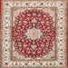 Round Machine Washable Traditional Fire Brick Red Rug, wshtr3538