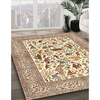 Traditional Khaki Gold Animal Rug, tr3539