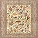 Square Traditional Khaki Gold Animal Rug, tr3539