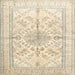 Square Traditional Golden Blonde Gold Medallion Rug, tr353