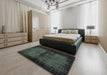 Traditional Charcoal Black Persian Rug in a Bedroom, tr3543