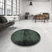 Round Traditional Charcoal Black Persian Rug in a Office, tr3543